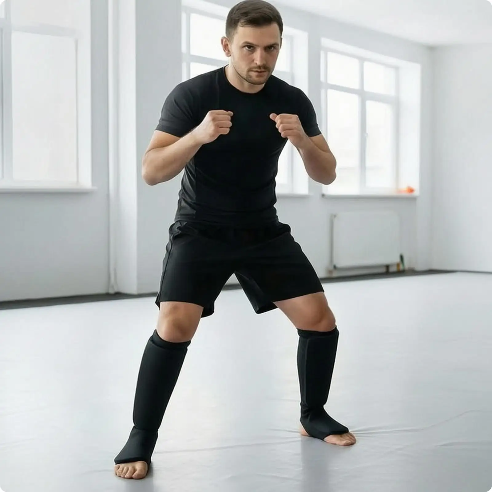 Combat Sport Shin Guards with Built in Pads Breathable Sleeve Design Ankle and Instep Support for Muay Thai