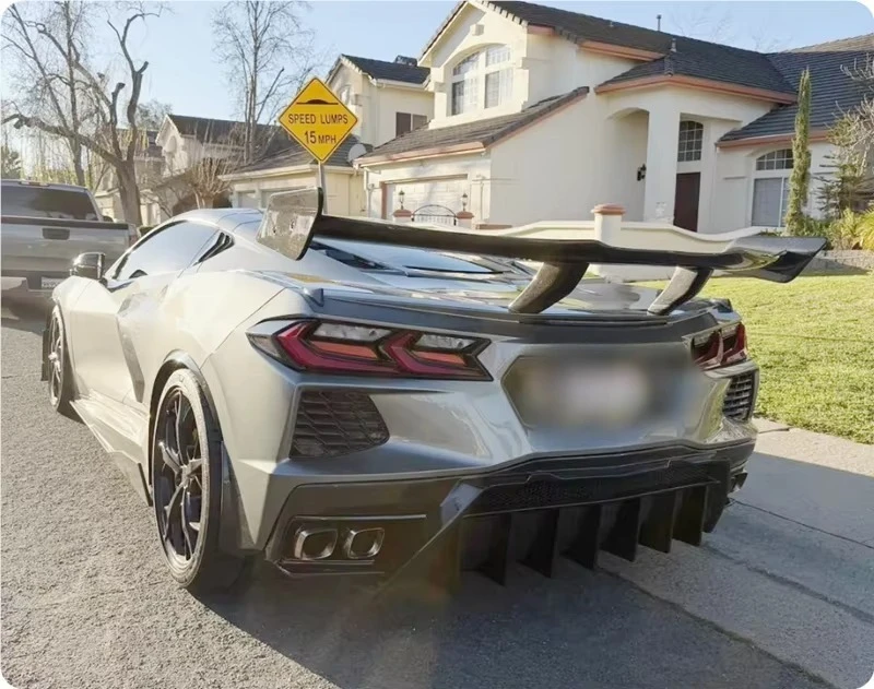 ZR1 Style Rear Spoiler High Wing Carbon Fiber Track Wing For Chevrolet Corvette C8 Z07 Stingray 2019-22