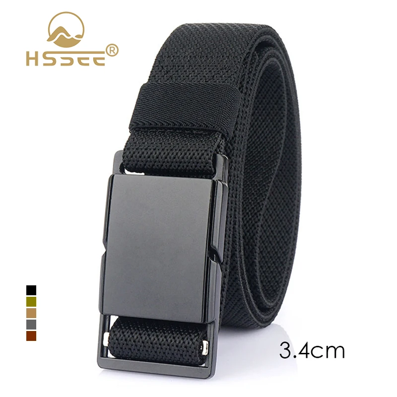 HSSEE New Magnetic Elastic Belt for Men Alloy Metal Buckle Quick Release Tactical Outdoor Belt Casual Belt Girdle Male Female