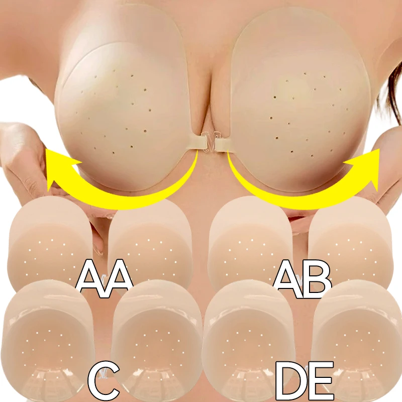 Self Adhesive Push Up Bra Women Summer Lift Tape Rabbit Nipple Cover Invisible Silicone Strapless Reusable Sticky Breast Bra Pad