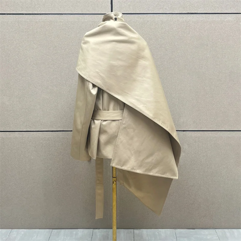 レディースウィンドブレーカー 新作 アシンメトリー スリムフィット レディースジャケット 秋2025 ベルト飾り コットン レディースコート y2k アウターウェア