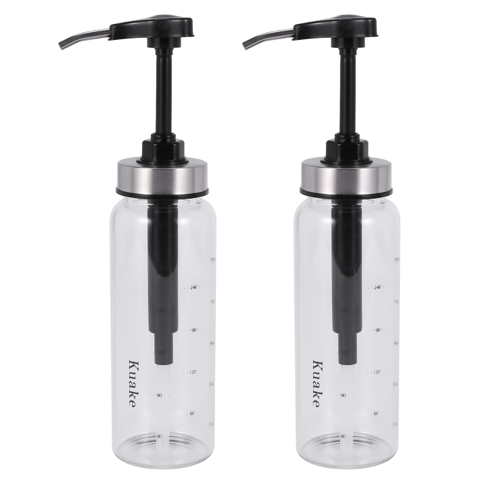 

2X Sauce Pump Dispenser with Glass Bottle Leakproof Kitchen Condiment Dispenser for Honey Ketchup Mustard Mayo