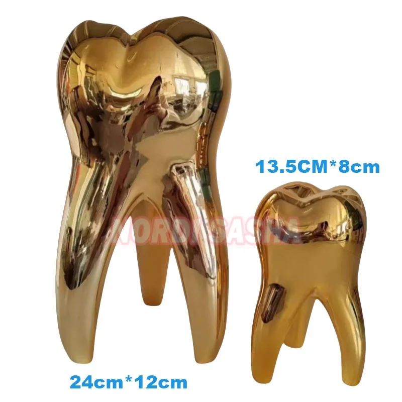 Dental Golden Tooth Model Ornaments Decoration Dental Decorations Dentistry Gift For Clinic Office Desktop Sculpture Decoration