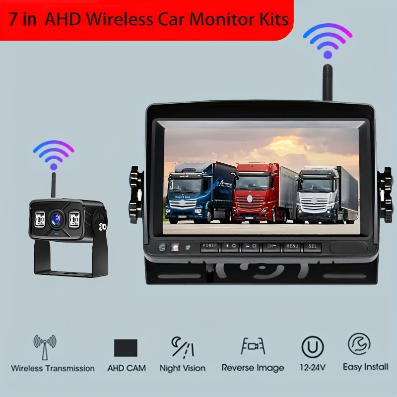 

7Inch Digital AHD Wireless Car Monitor LCD Display,Wireless Digital AHD Rearview Reversing Parking Camera