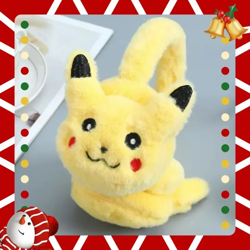 Cute Pokemon Pikachu Ladies Scarf Kawaii Cartoon Anime Fashion Soft Winter Kids Plush Warm Neckerchief Girl&Child Holiday Gifts