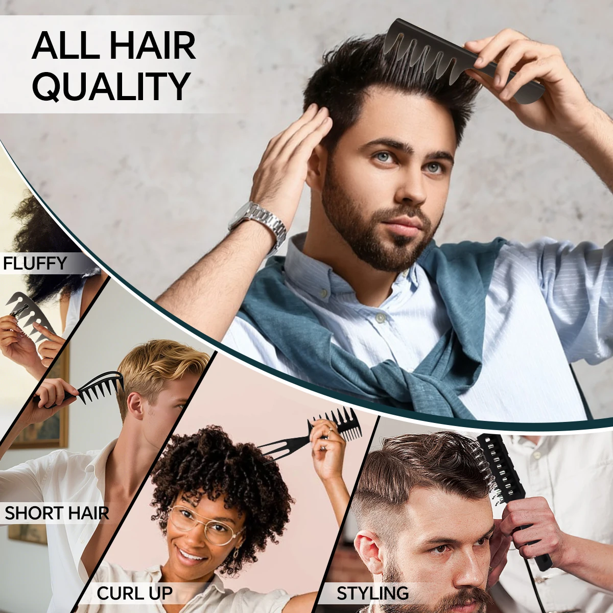 2/3/4/5Pcs Wide Tooth Curl Comb Detangling Hair Brush Oil Texture Comb Barber Hair Brush Hairdresser Salon Styling Tool