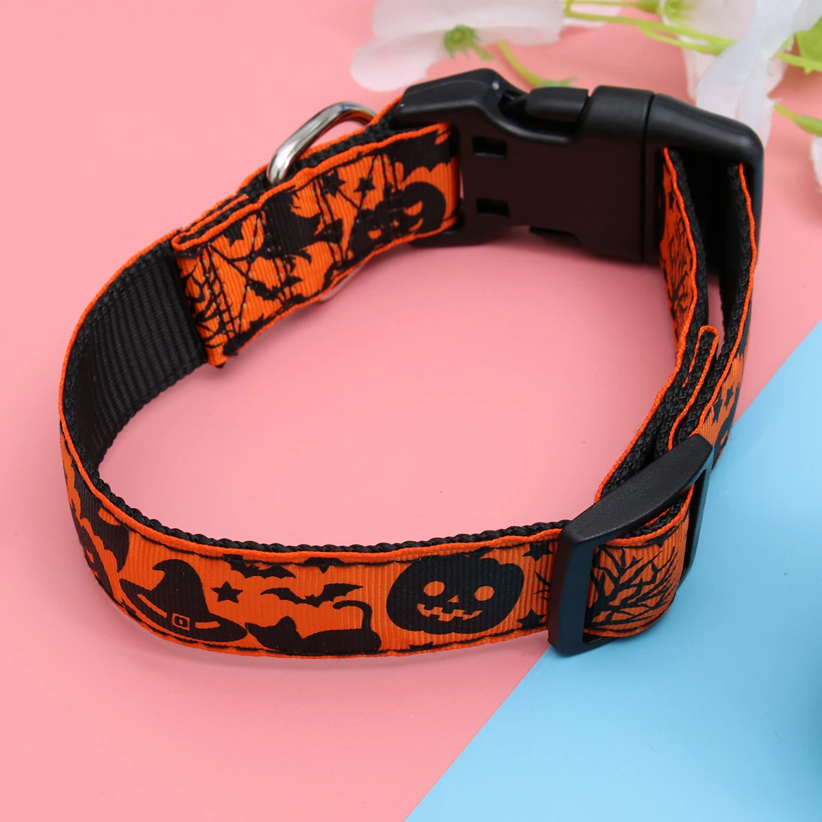 

Halloween Pet Dog Collar Pumpkin Hat Pattern Adjustable Size L Cute Fashionable Pet Collar Personalized for Walking Outdoor
