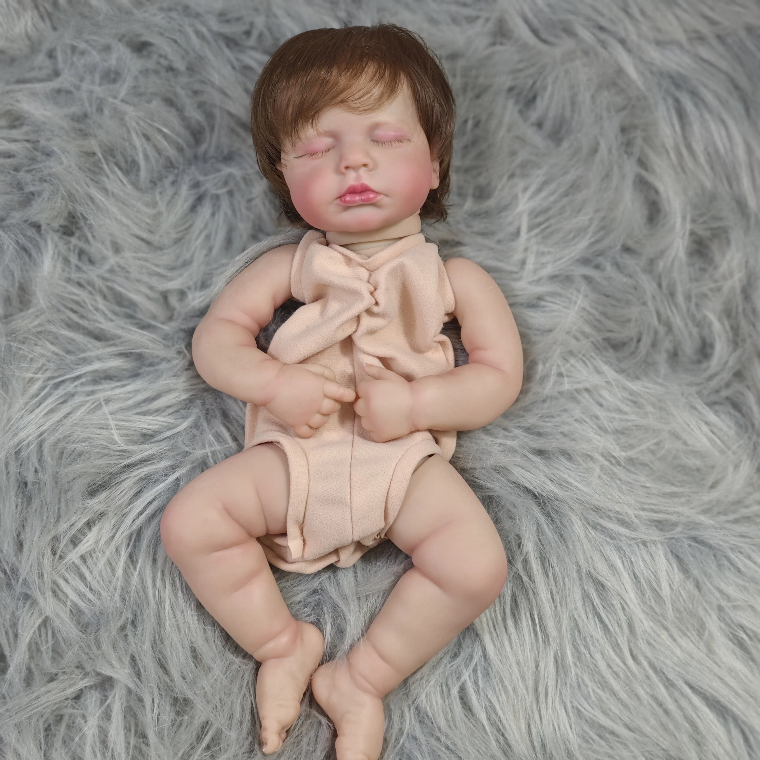 20 นิ้วทาสี Reborn ตุ๊กตาชุด LouLou มือ Rooted ผม 3D ทาสีผิวประกอบ DIY ทําด้วยมือตุ๊กตาไวนิลอะไหล่