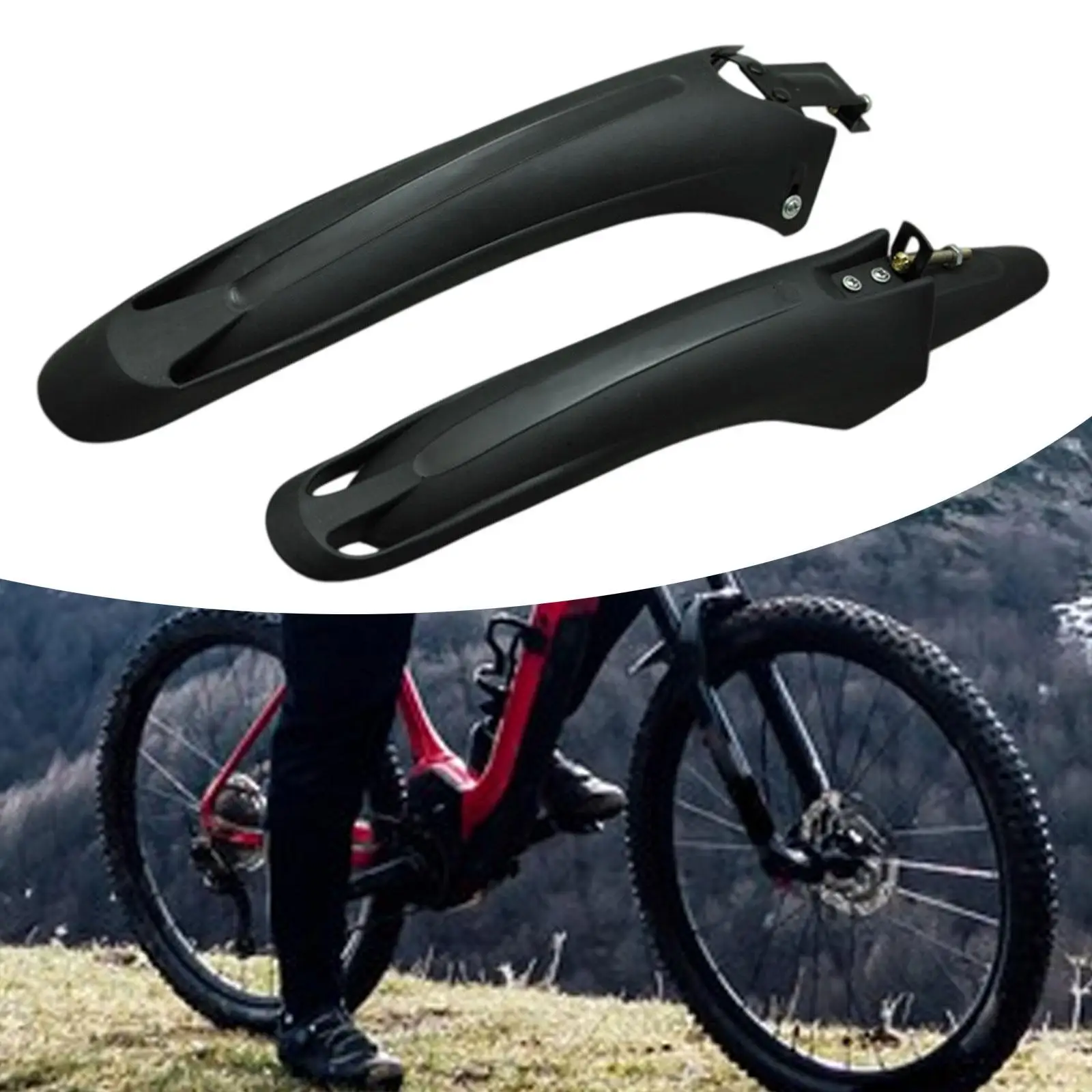 

2Pcs Kids Mountain Bike Mudguard Set Riding Accessories Spare Parts Supplies Easy to Install Front Rear Fenders Mud Guard