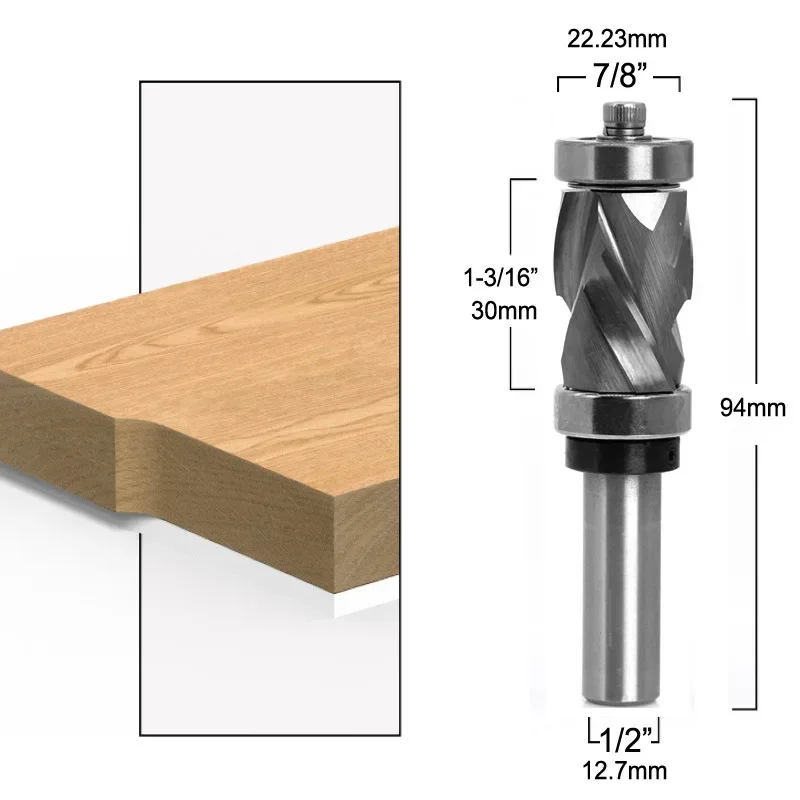 

1/2" Shank Bearing Ultra-Perfomance Compression Flush Trim Solid Carbide CNC Router Bit End Mill Milling Cutters for Woodworking