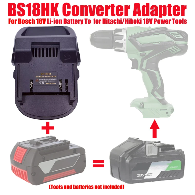 

ALASICKA Battery Adapter BS18HK for Bosch 18V Lithium Battery Convert To Work for Hitachi/Hikoki 18V Li-ion Cordless Power Tools