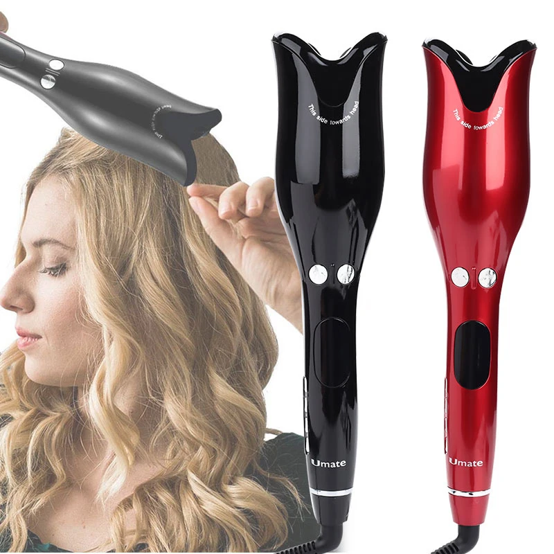 

Professional Automatic Rotating Hair Curler with LCD Display Electric Power Source Adjustable Time Setting Hair Curling Iron