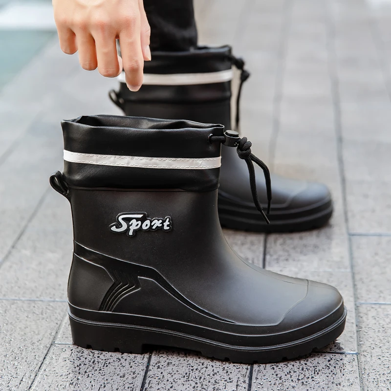 Outdoor Heren Regenlaarzen Mode Hoge Tops Wandelen Vissen Water Mannen Schoenen Antislip Chef Werk Enkellaars Heren Waterdichte Laars