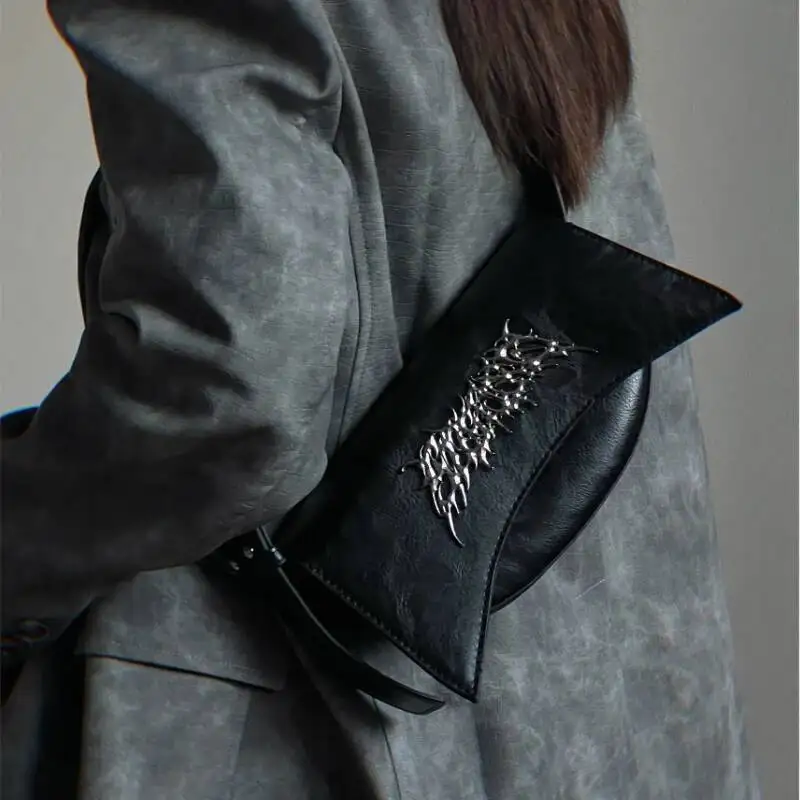 Personality Y2k Aesthetic Vintage Underarm Bag Design Office Lady Chic Shoulder Bags Japanese All Match Women's Handbags