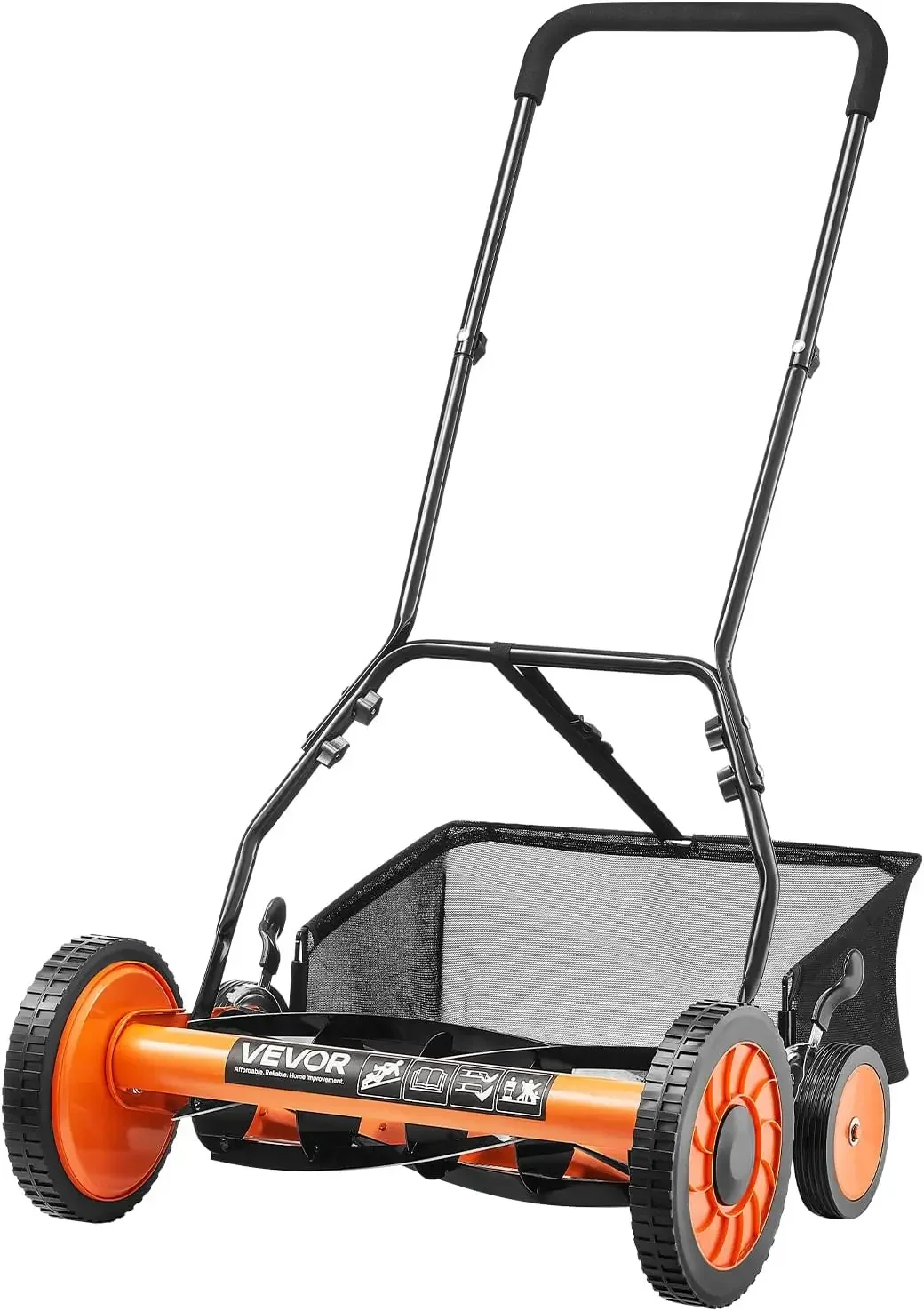 

Газонокосилка с толкающей катушкой, 18 дюймов, 5 лопастей, ручная толкающая косилка без двигателя, 1,37-2,44 дюйма, регулируемая высота резки, газонокосилка с ходовой ручкой