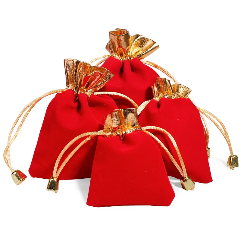 20Pcs Jewelry Bags Drawstring Velvet Bags Prayer Beads Brocade Bags Wedding Candy and Cultural Toy Bags Small Cloth Bags