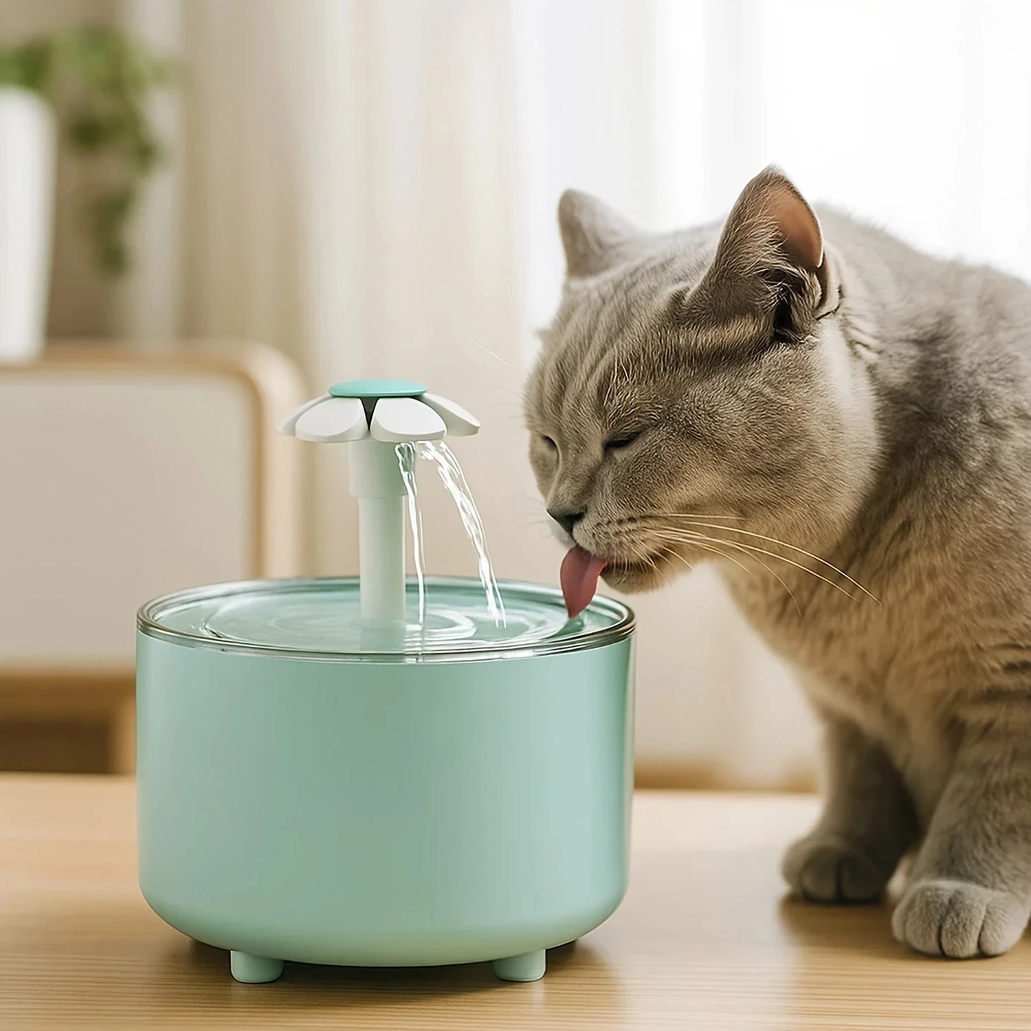 1500ml/50.72oz Floral Design Automatic Cat Water Fountain With Circulation Filter, USB Powered, Suitable For Cats And Small Dogs