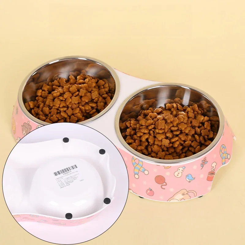 Stainless Steel Double Cat Bowl Dog Bowl With Stand Pet Feeding Cat Water Bowl For Cats Food Pet Bowls For Dogs Feeder Product