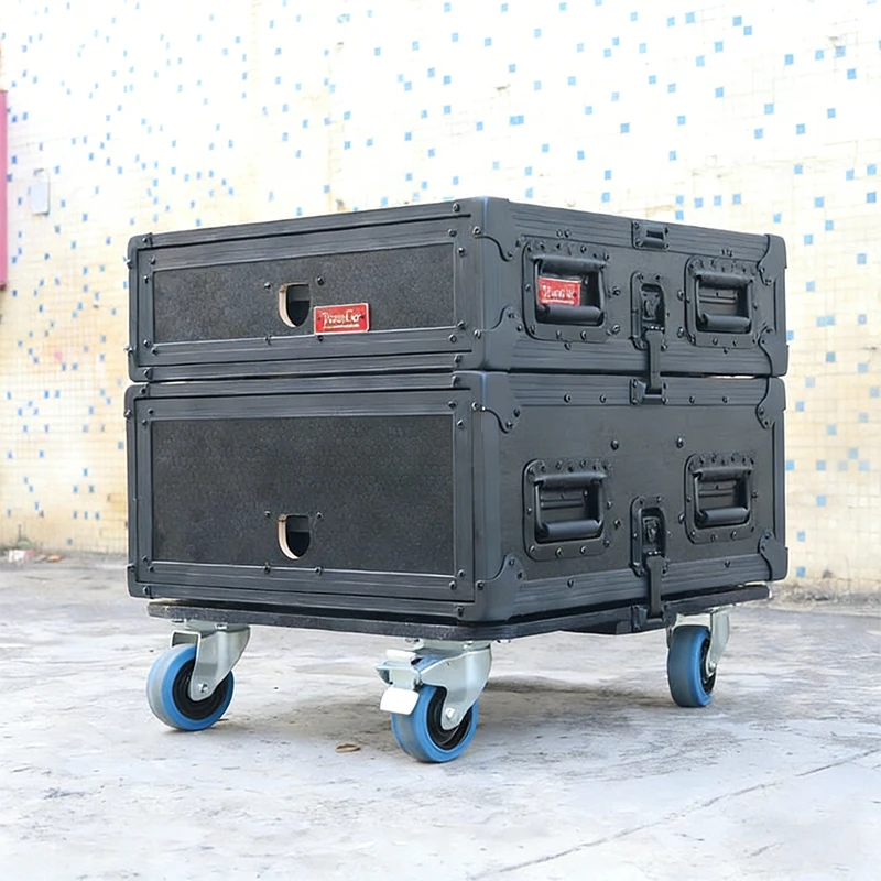 19inch All in Black 2U 4U ATA Amp Slam Rack Flight Case with Sliding Door