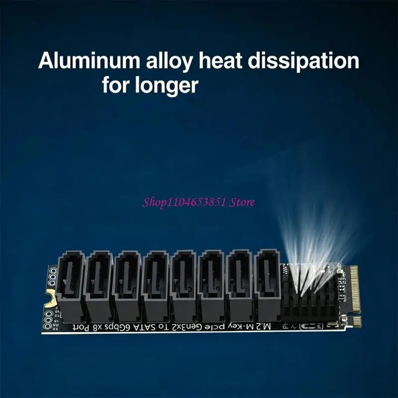 M.2 NVME PCIE to SATA3.0 PCIe Expansion Card 6Gbps Fast Speed Transfer Aluminum Heatsink Expansion Card for Desktop 
