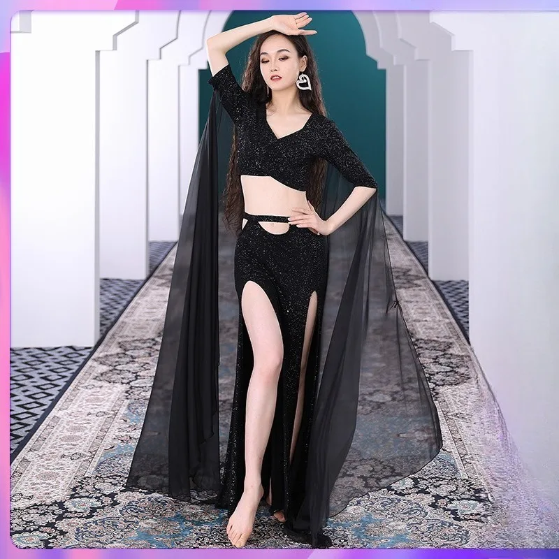 ที่กําหนดเองBelly Danceเครื่องแต่งกายฝึกชุดใหญ่ลอยผ้าพันคอเอวสูงกระโปรงยาวอินเดียเสื้อผ้าผู้หญิงFalda Bellydance