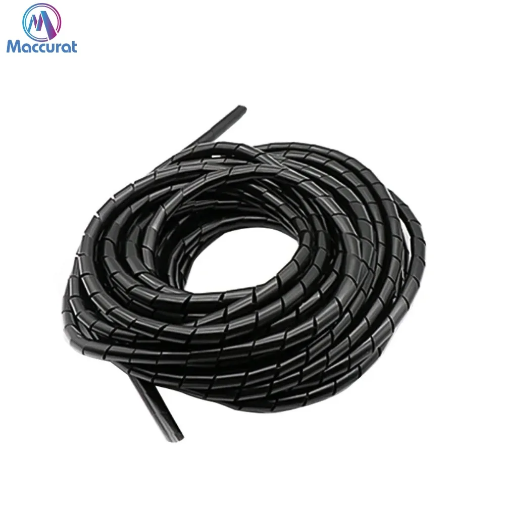 Spiral Hose Cable Wire Protect Wrap Tube Diameter 8mm 10 Meter Part PE Manage Cord Black White for 3D Printers Parts 33 Ft