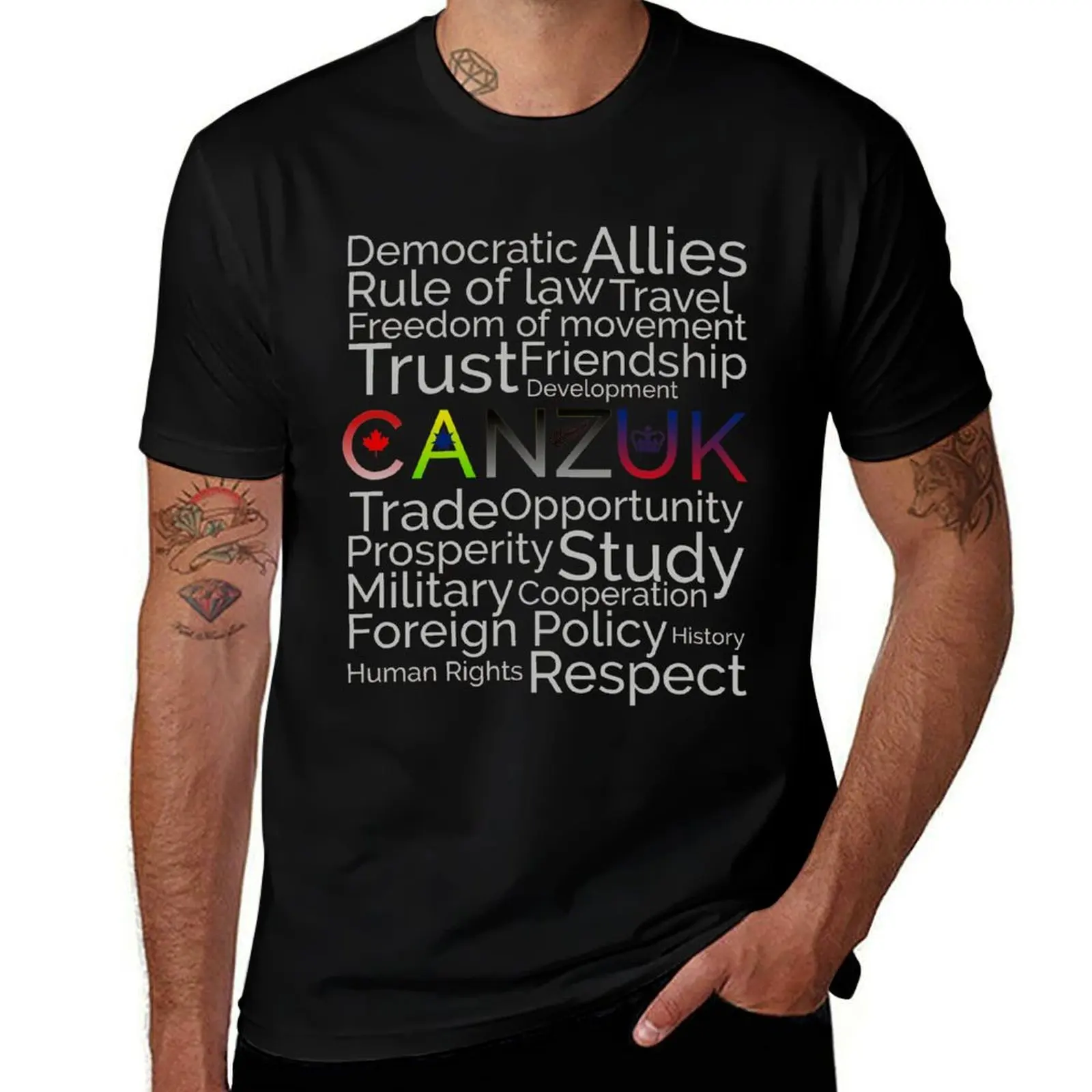 

CANZUK: Affiliated Words With Symbols T-Shirt Fashion Print Casual Short Sleeve