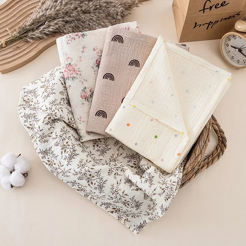2pcs Cotton Muslin Baby Swaddle Blanket and Drawstring Storage Bags Baby Bath Towel Comfort Towel Hanging Bag Bedding Item