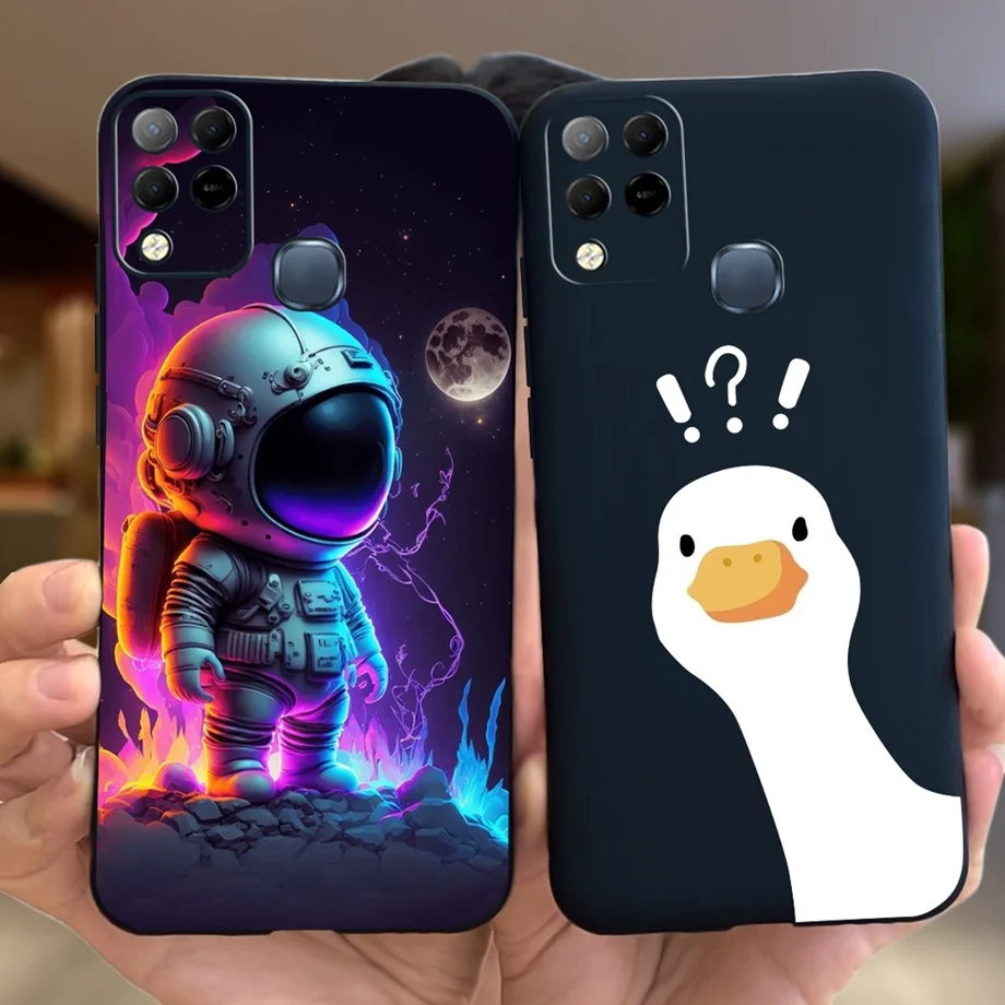 For Infinix X689F X689 Case Infinix Hot 11 G37 Hot 10S NFC 10T Coque Funda Soft Silicone Camera Protected Black Cat Space Man