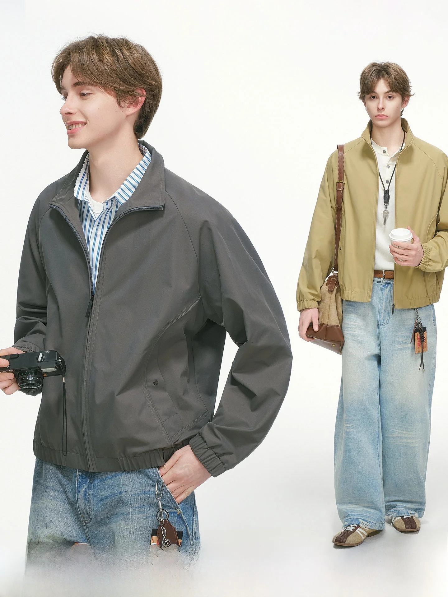 Cleanfit American Style Deconstructed Administration Jacket Men's Casual Spring Autumn Commuting Outerwear Loose Fit Splice