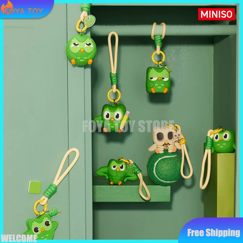 Neue Original MINISO Blind Box Duolingo Duftanhänger-Serie Baumwoll-PVC-Puppe Mystery Box Auto-Taschen-Deko Niedliches Spielzeug Geburtstagsgeschenk