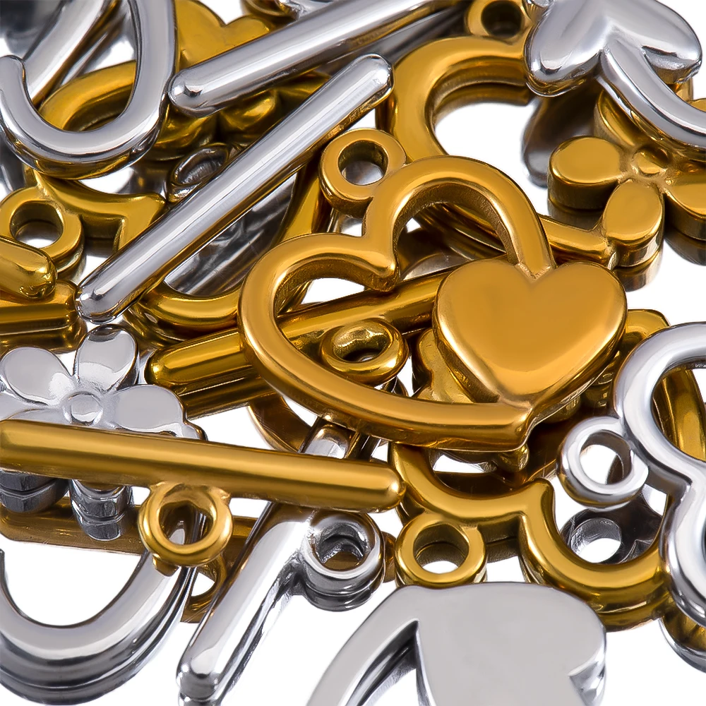 5 مجموعات القلب OT المشبك الفولاذ المقاوم للصدأ تبديل المشابك بار موصل DIY بها بنفسك صنع المجوهرات سوار السنانير الحرف القلائد لوازم #5