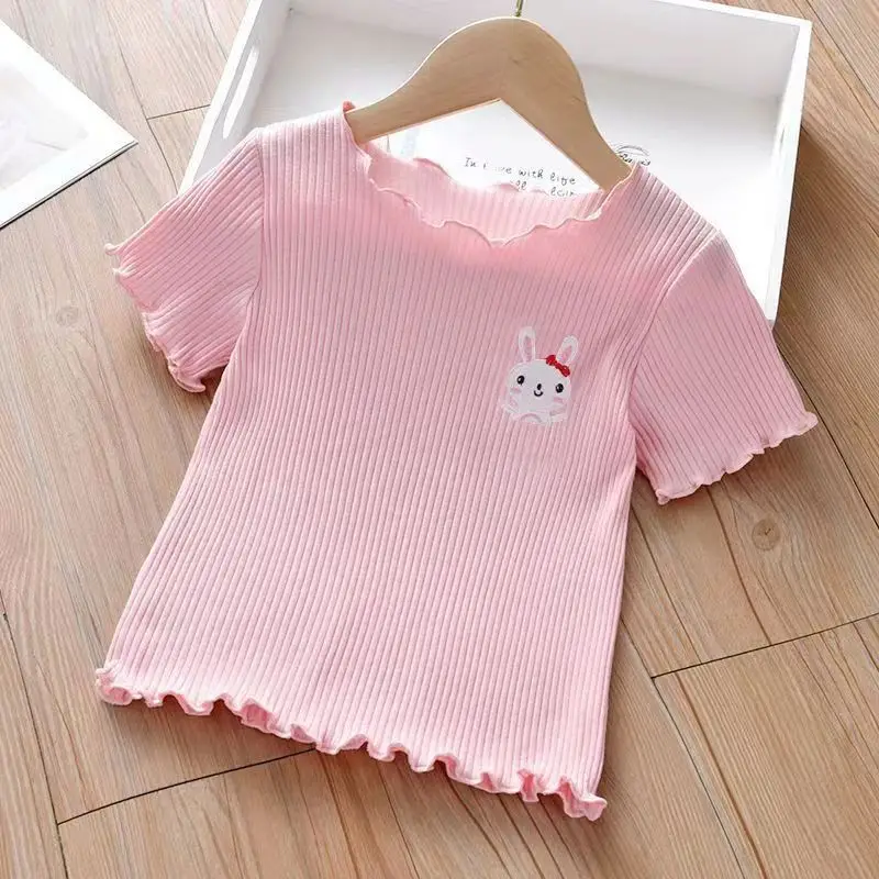 New Girls Short Sleeve T-Shirt Summer Clothing Cotton Comfort Children 1-5 Years Old Half Sleeve Top Kids Casual Outdoor Wear