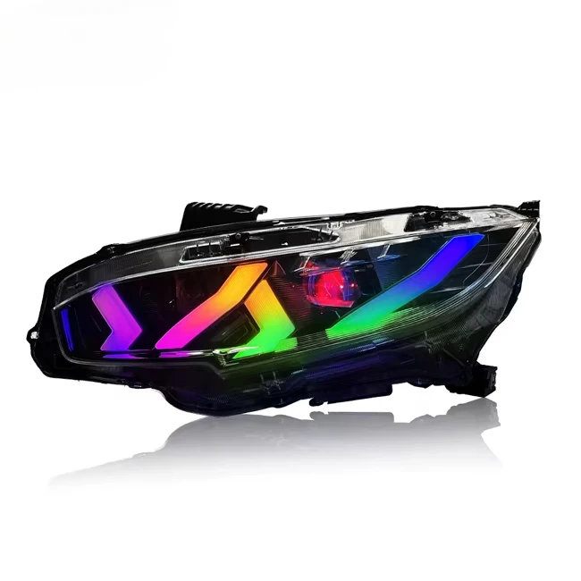

RGB стиль APP управление светодиодной лампой DRL фара для Honda Civic 2016-2020 ксеноновый объектив проектора сигнальная фара