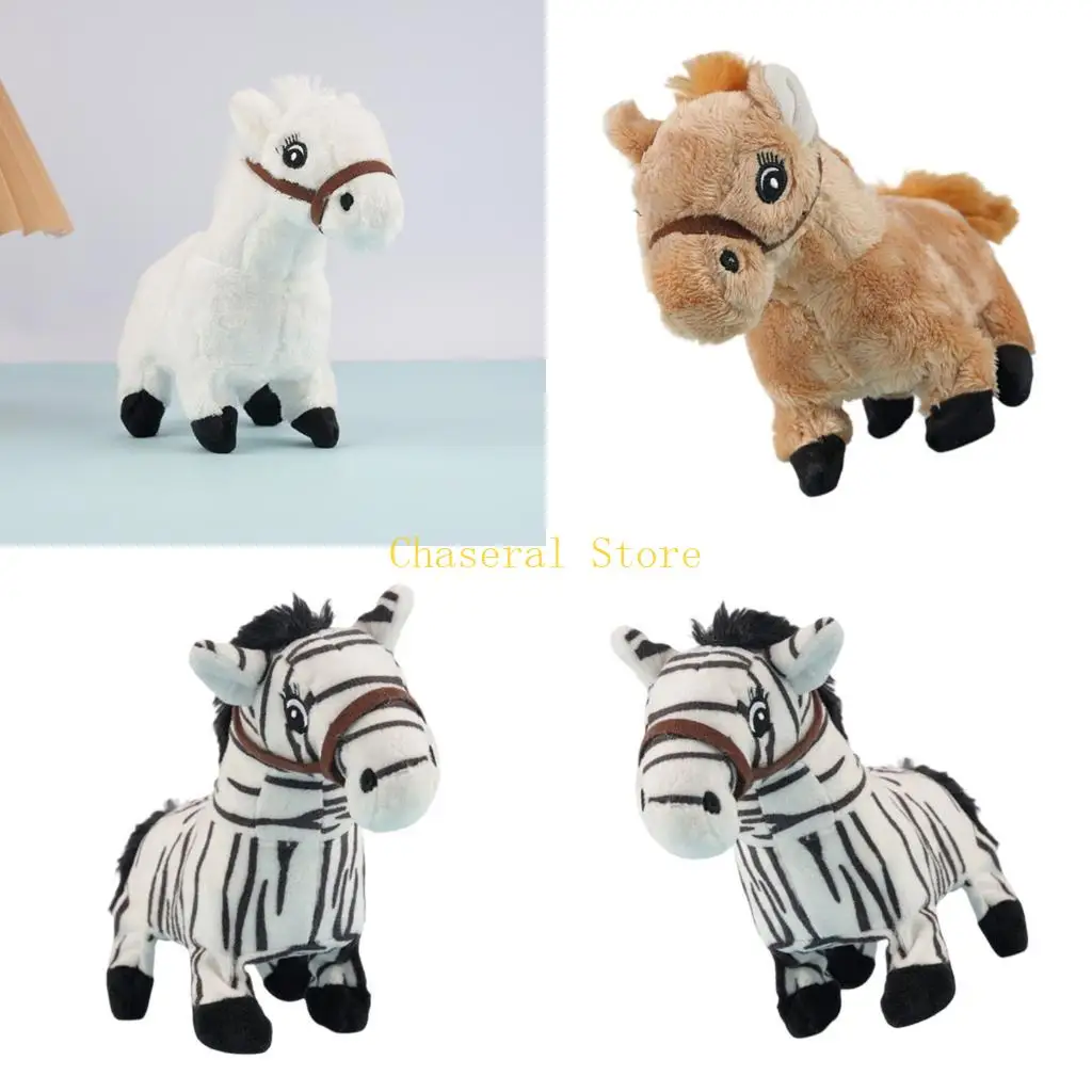 E7CE Simulation Electric Horse Plush Toy Interactive With Walking Calling Rechargeable Battery Operated Stuffed Animals