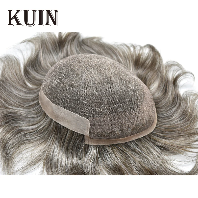 

Kuin Lace & PU Male Hair Prosthesis Natural Human Hair Toupee Male Wig Exhuast Systems Unit Lace PU Base Hair Wig for Men