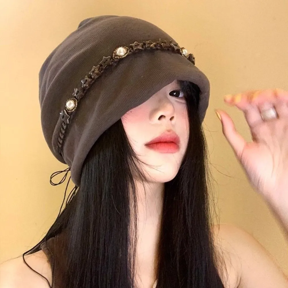 

Trendy Vintage Y2k Baggy Cap Ethnic Style Star Fringed Beanies Cap Versatile Boho Pullover Hats Women