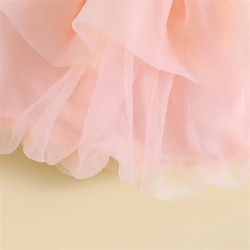 Summer Cute Kids Girls Dress Birthday Party Princess Dress Children Solid Color Sleeveless Girl Wedding Tutu Tulle Dresses