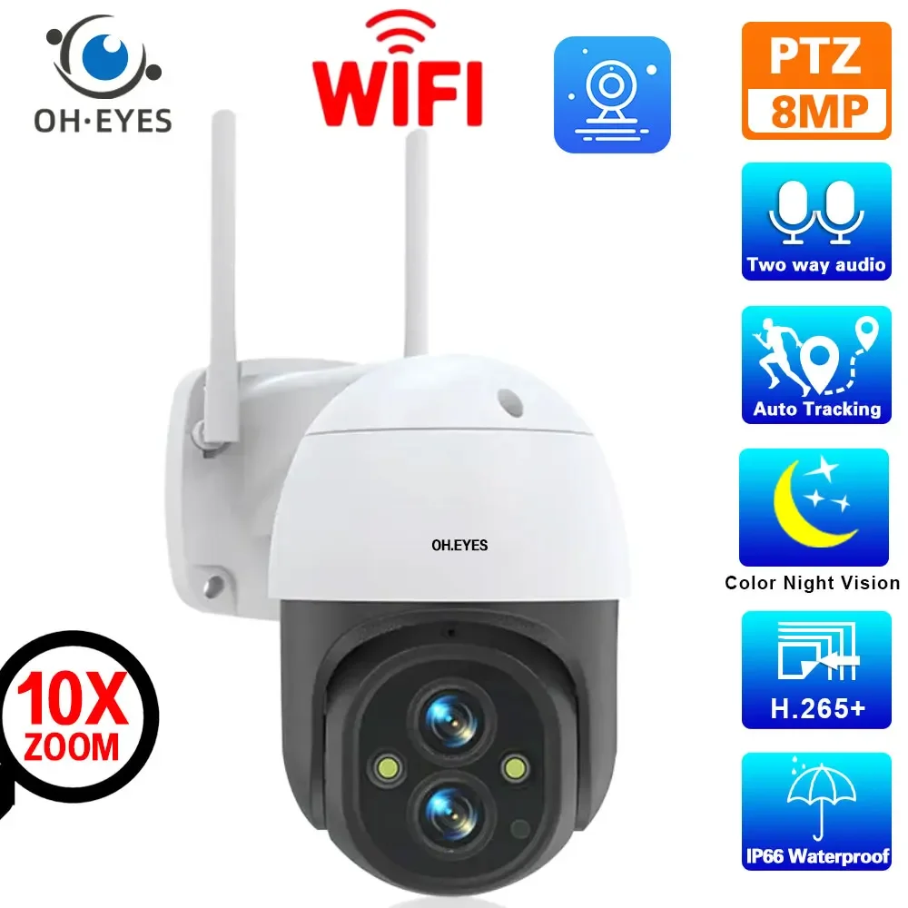 

8MP 4K Dual Lens 10X Hybrid Zoom PTZ IP Camera WiFi Auto Tracking CCTV Security Video Surveillance Camera Color Night Vision