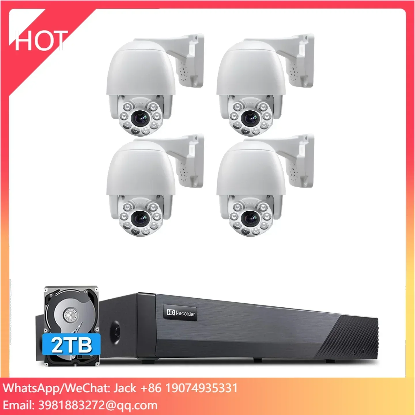 UIN PTZ IP Camera Security System Kits 4Pcs 5MP PTZ 5X IP66 Camera 8CH 4K H.265 POE NVR Support 2-Way Audio 24/7 Recording