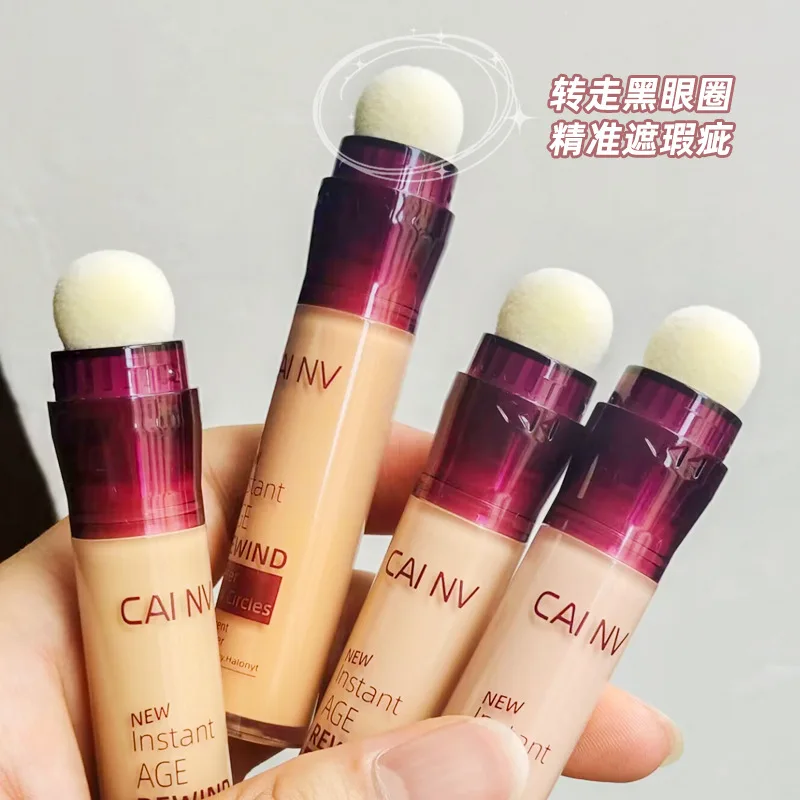 Corrector líquido de 4 colores, esponja giratoria hidratante, corrector de cabeza, base multiusos ligera de larga duración, maquillaje de 6ml