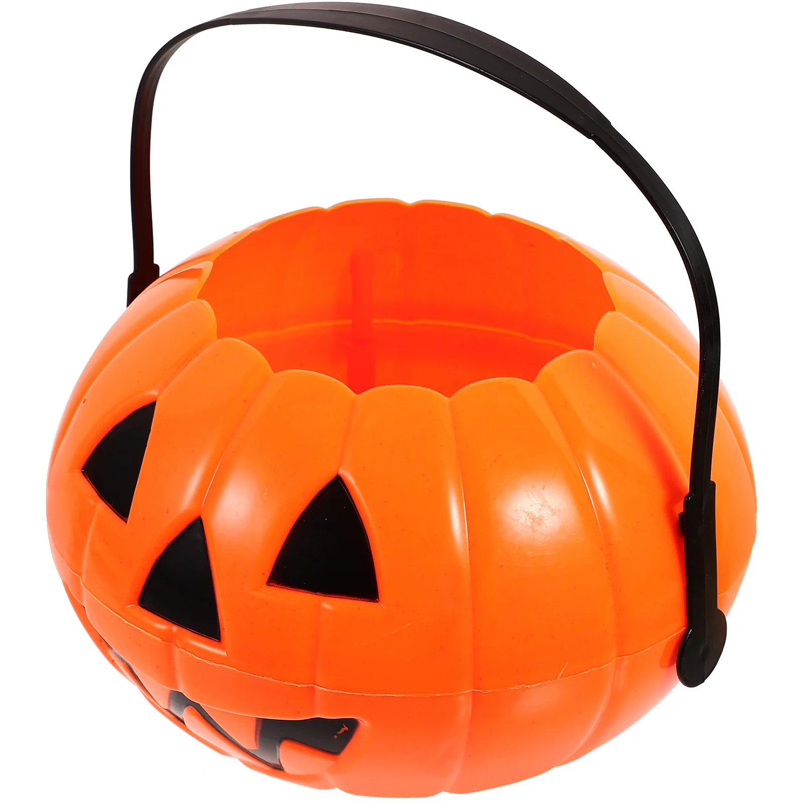 Halloween Pumpkin Bucket Treat Props Portable Container Plastic Buckets for Kids Gift Storage Pail Candy