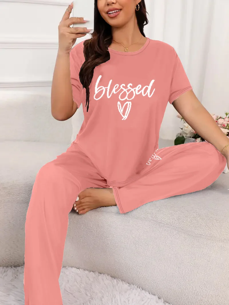 

Женские большие размеры с короткими рукавами и длинными брюками, домашняя одежда, наряд