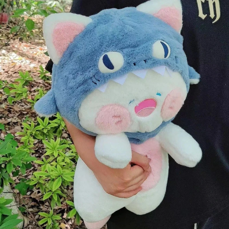 Criativo Tubarão Gato Boneca De Pelúcia Bonitos Animais De Pelúcia, Dudu Gato Pelúcia Brinquedo para Crianças, Chapéu Destacável, Anime Brinquedos Macios, Presentes para Bebês, Novo