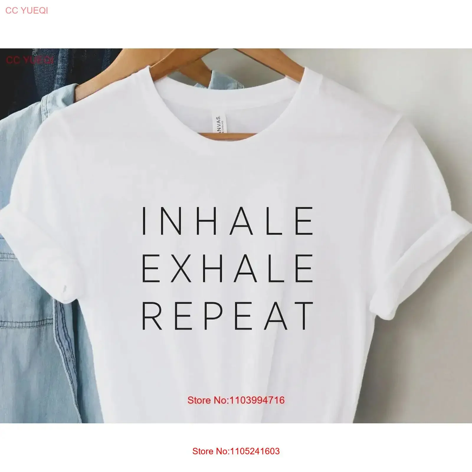 T-shirt « Inhale Exhale Repeat » Yoga, inspirant, motivant, pleine conscience, méditation, respiration, vintage, légèrement décontracté