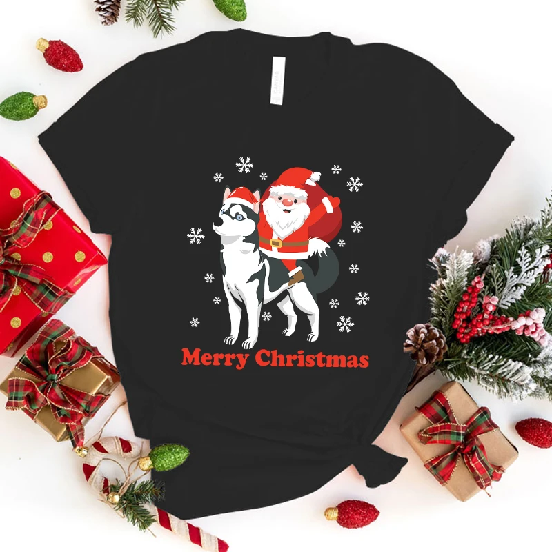 Merry Christmas Dog Gnome T Shirt Women Casual Personality Round Neck Short Sleeve Fashion T Shirt 10 Colors Plus Size Xxs-4Xl