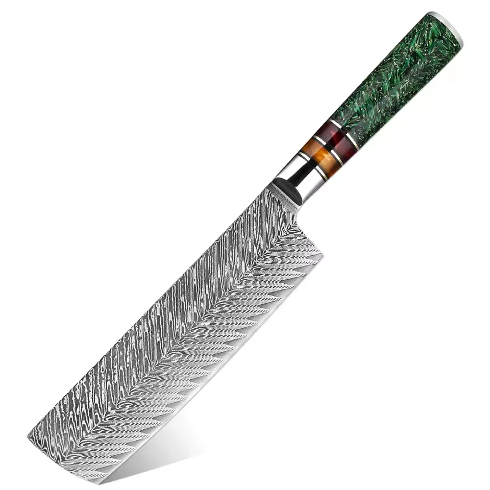 

7-дюймовый нож Накири, профессиональные кухонные ножи из японской дамасской стали, ультра острый нож для овощей с ручкой из рисовой шелухи