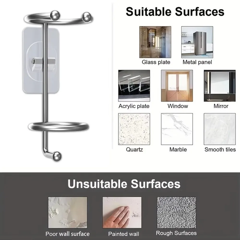 Stainless Steel Electric Toothbrush Holder Waterproof No-nail Toothpaste Toothbrush Holder Multifunctional Bathroom Storage Rack