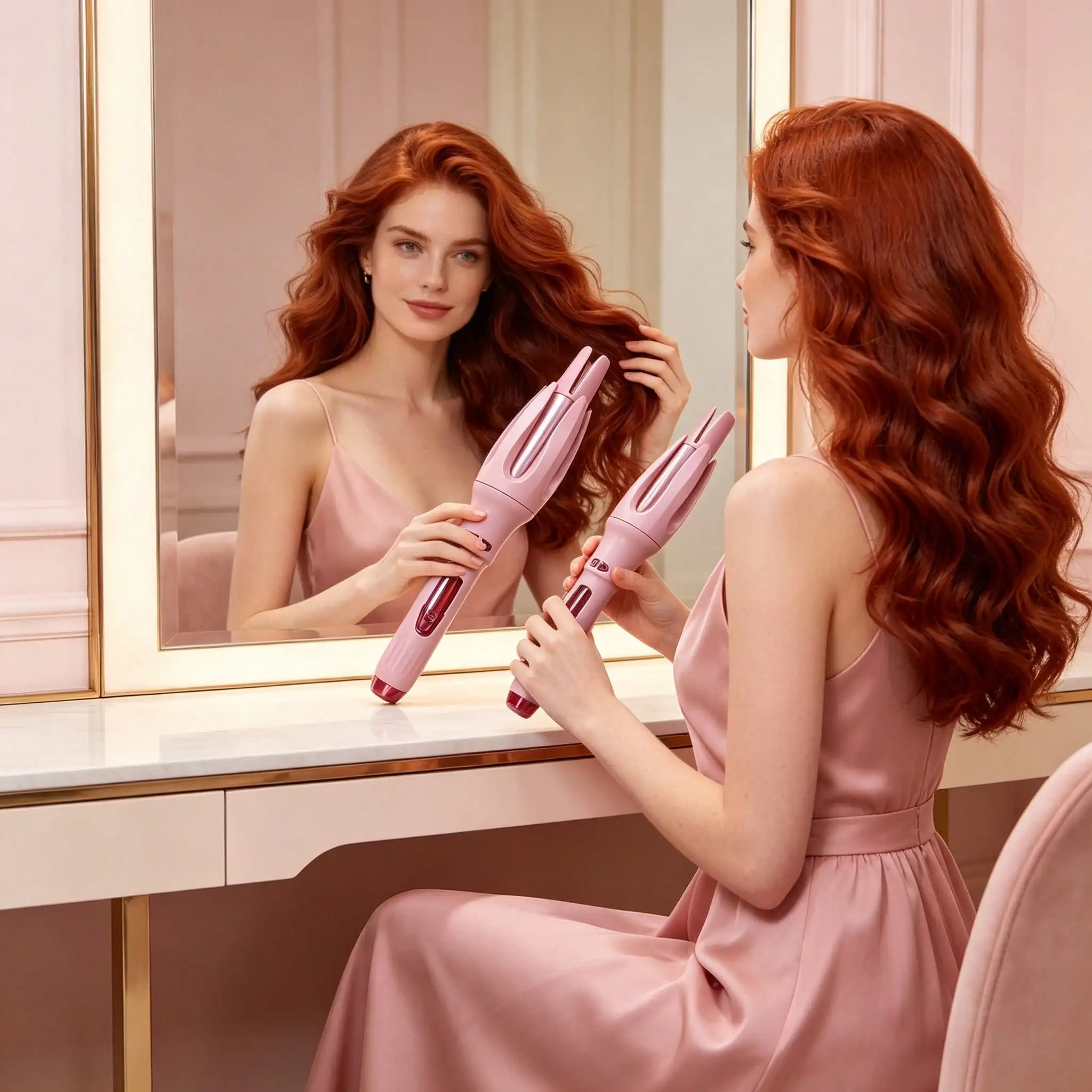 Fully Automatic Curling Iron With 4 Temperature Settings, Fast Heating, Bi-Directional Rotation, Automatic Shut-Off, Anti-Scald And Anti-Tangle Rotation Features, Perfect For Home And Travel. sb260730154851580343025