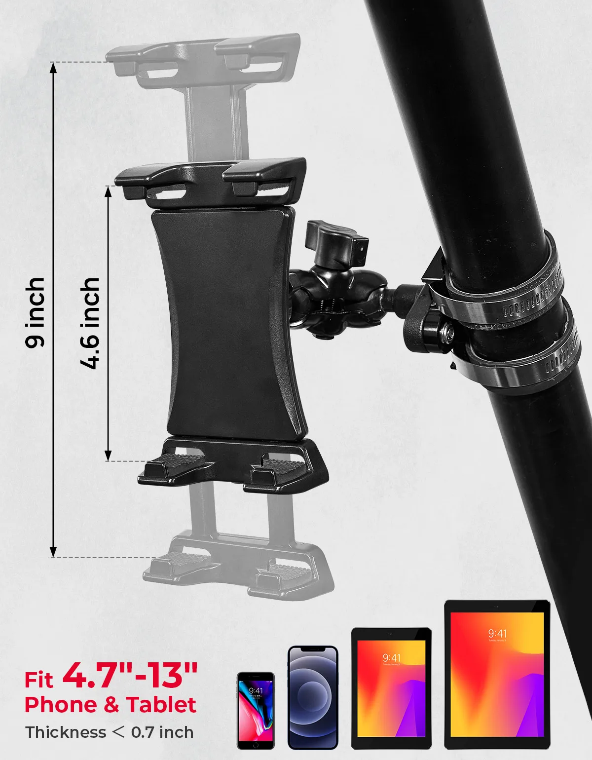 KEMIMOTO UTV ATV Phone Mount Holder Compatible with Can-Am Maverick X3 Outlander Polaris RZR Sportsman Kawasaki Talon Viking